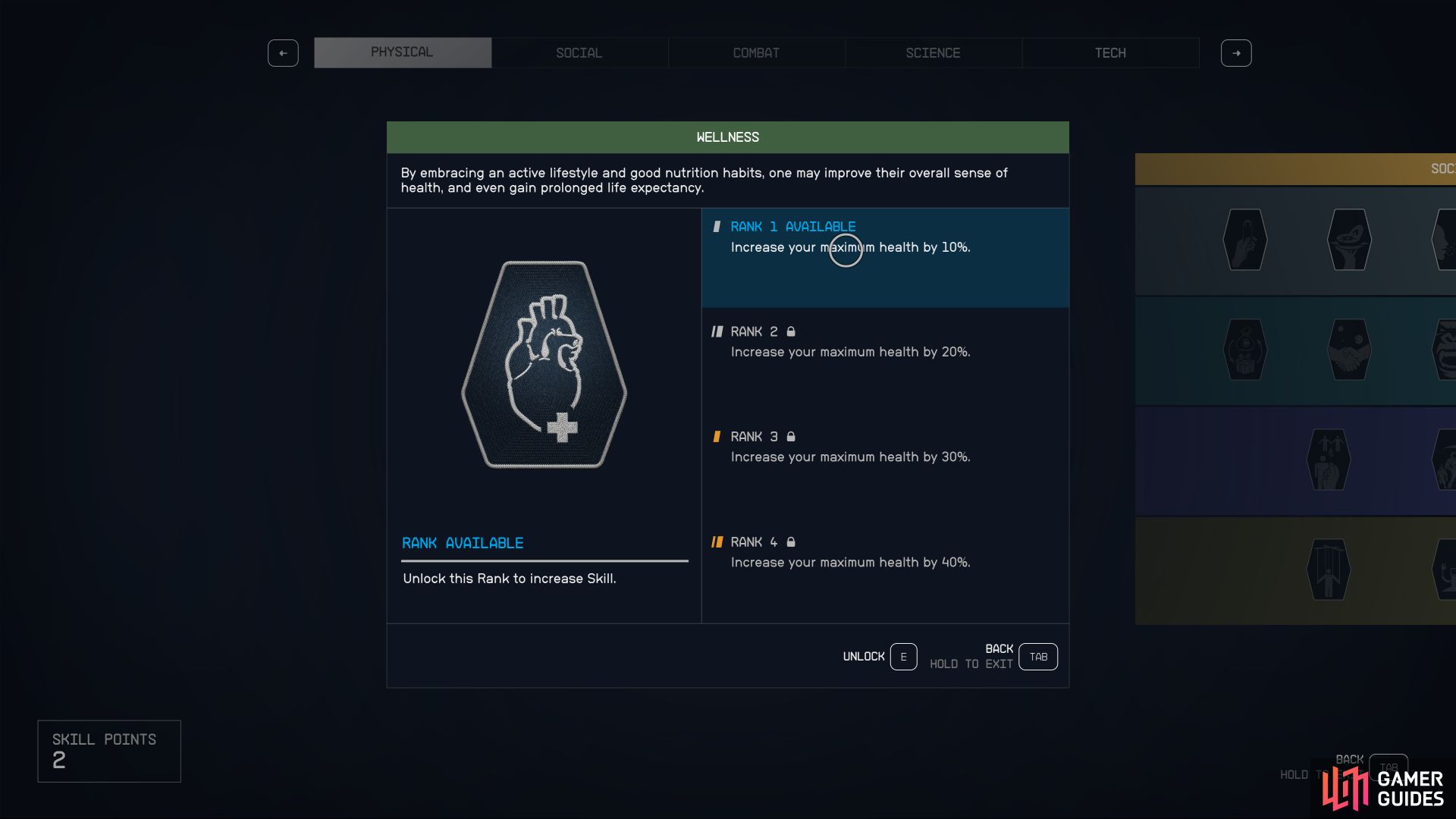 The Wellness Skill In Starfield Increasing Your Health Physical