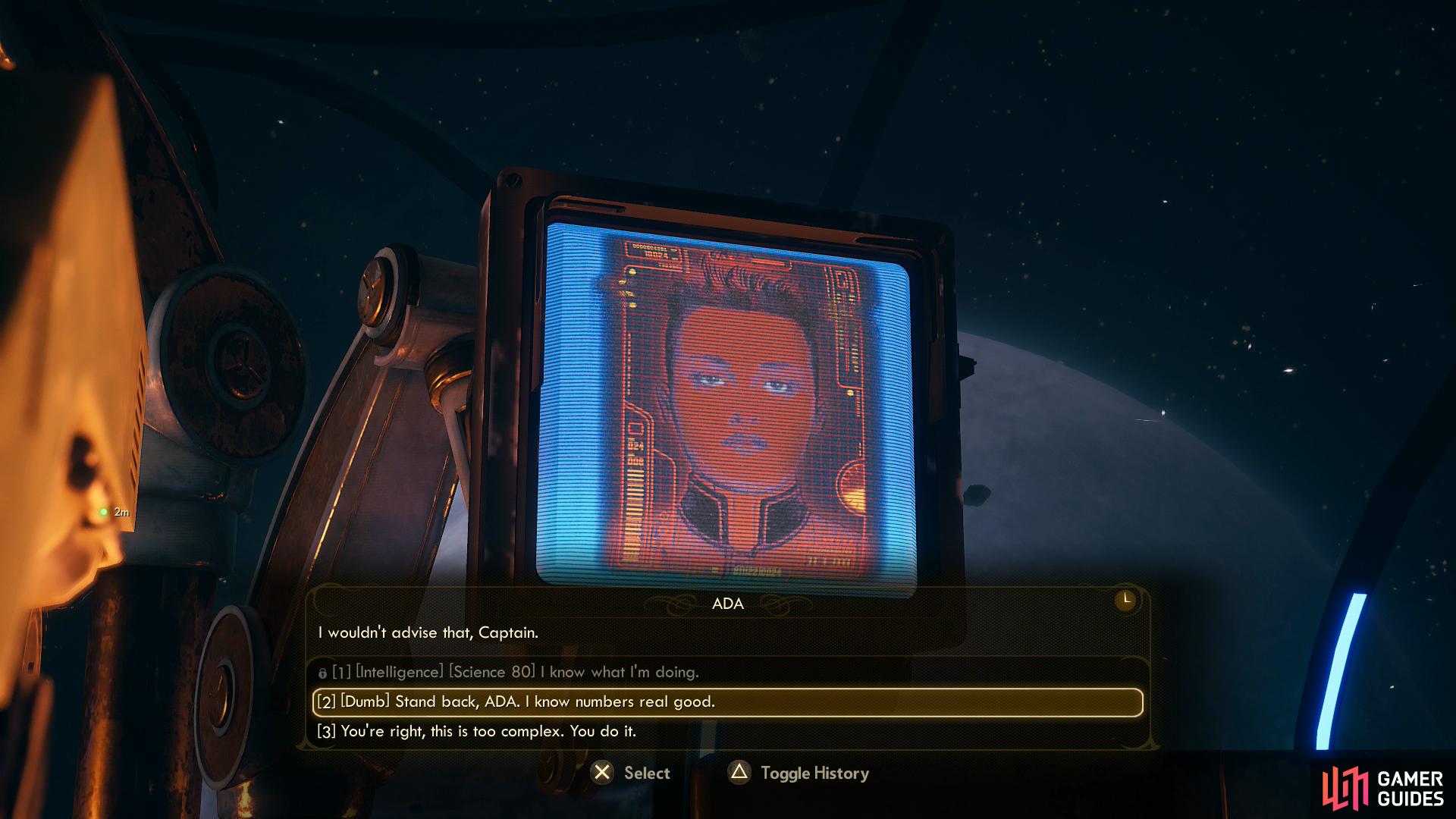 Tell ADA that you’ll skip the Hope and pick the [Dumb] option…
