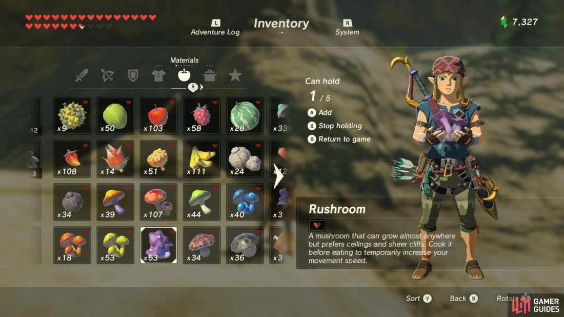 Rushroom Mushrooms Materials The Legend Of Zelda Breath Of The Wild Gamer Guides