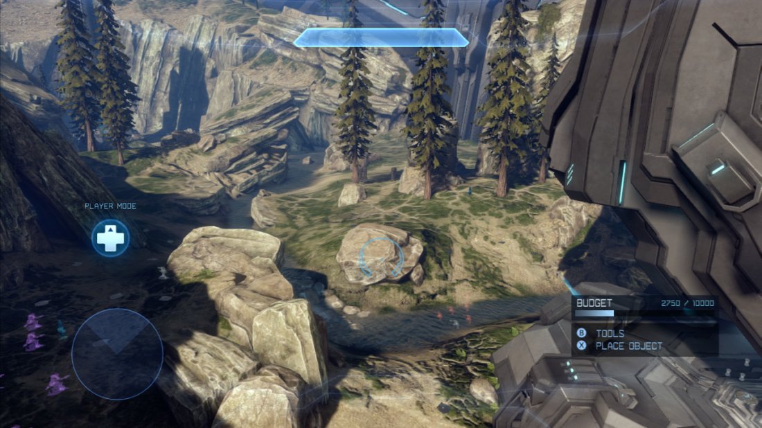 If you have ever played the map Valhalla in Halo: Reach, you will pretty much know what to expect from Ragnarok. The map is the latest re-imagining of the original Halo’s Blood Gulch. As such, it is set in a long, open valley with a a small, circular base at either end. A river running through the center of the map and the rocks on its banks block clear shots across the entire area. The Blue base backs out onto the ocean, whilst the red base sits at the base of a cliff.  Ragnarok’s [Red/Blue Bases] are identical and feature a single entrance at the back, and another two entrances facing the opposing base. Both [Bases] have an inside area and a top deck. The large rocky structure overlooking the [Creek] in the very center of the area will be called the [Top Middle].  From the front of the [Blue Base], there are several large blue rocks in front and to the left [Blue Rocks] and some trees and rocks up on the hill to the right and some large rocks behind them creating a narrow passage [Blue Woods].  Likewise, the [Red Base] features similar landmarks. From the front of the [Red base] there are rocks for cover on the left before and in the water [Red Rocks] and on the right, as with the other base, there is a raised hilly area populated by trees [Red Woods].  The top decks from both [Bases] feature a pair of man cannons. The one aimed towards the center of the map at both [Bases] will have players land just short of the [Top Middle]. The side-ways facing cannons will deposit players in one either the [Blue Woods] area or the [Red Rocks] depending on on the team’s side of the map.  About half way between the two [Bases] on opposing sides of the map, players will find a [Crashed Pelican] and a large [Wall]. Between these on the [Crashed Pelican] side of the [Creek] players will find the [Top Middle] and on the [Wall] side is a lower rocky structure set up with a [Turret].  Along with several rock placements throughout the center of the map, the [Crashed Pelican] is a favourite hangout spot for snipers and to either side of it are large rocks creating narrow passages [Red Den] and [Blue Den] for relatively safe passage to either base.  The tactically important areas are: [Red Base], [Blue Base], [Creek], [Top Middle], [Blue rocks], [Red rocks], [Blue woods], [Red Woods], [Crashed Pelican], [Turret], [Wall], [Red Den] and [Blue Den].