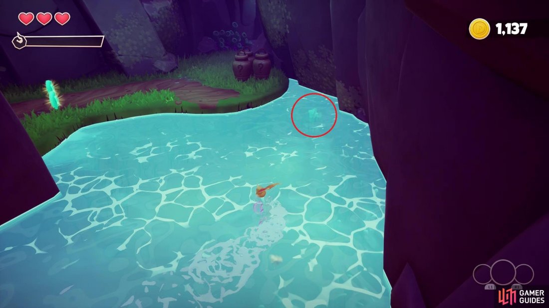 The ninth Crystal is hidden in the water inside the cave