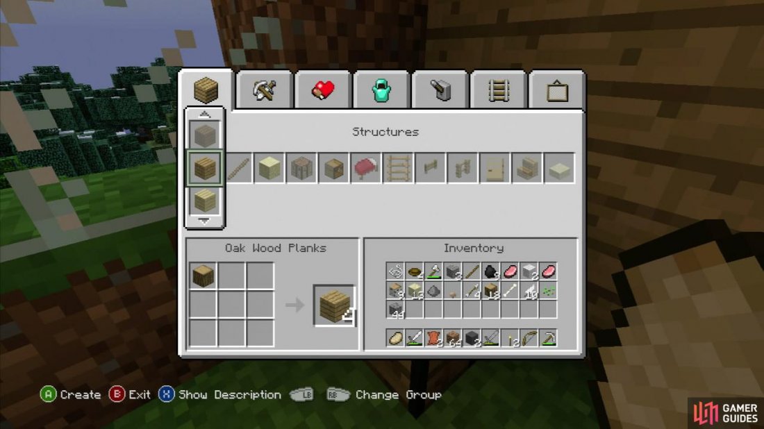 The crating table as seen in the Xbox 360 version of Minecraft.