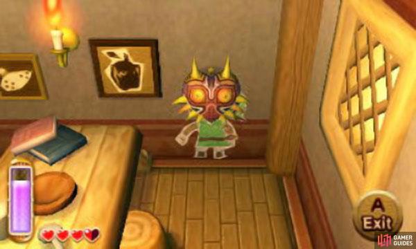 Easter Egg: If you head back to your house/Ravios house (delete as applicable); merge into the right-hand wall and youll appear to be wearing a rather familiar mask…  Perhaps theres pictures you can do this to in other peoples houses…