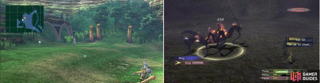 [Left] Fiend Colony’s location in Mi’ihen Highroad Chapter 5. [Right] King VERMIN!