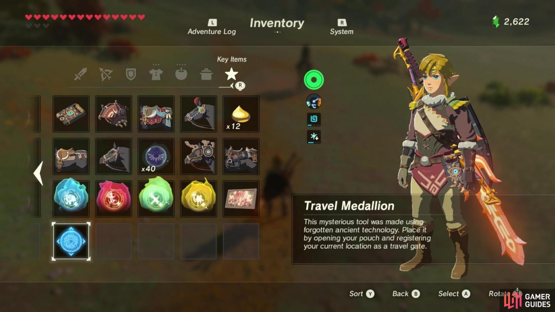 You'll find the travel medallion in your key items inventory. 