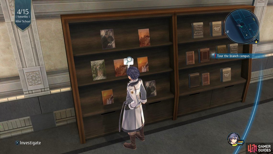 Interact with the left bookshelf in the Library 