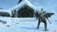 You can see the small details which improve immersion in different environments, such as the snow here on Kratos' boots.