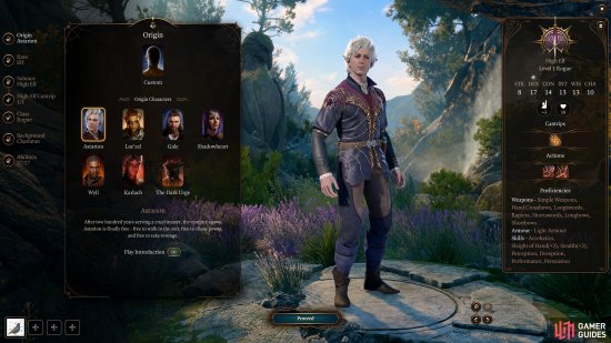 You can choose between one of seven premade origin characters to play through the story.
