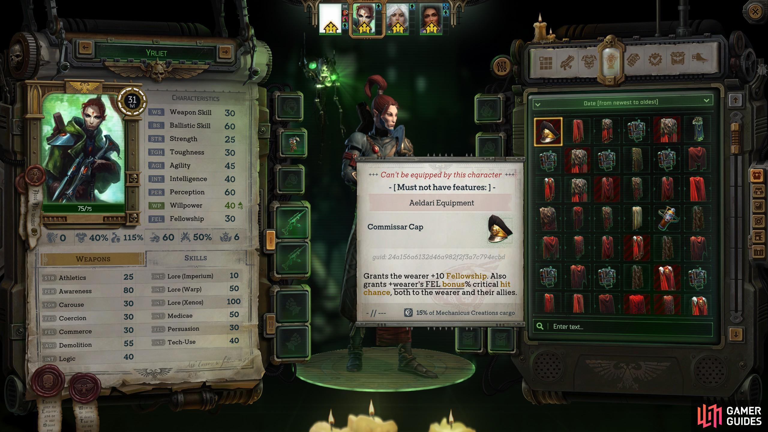 Commissar Cap - Warhammer 40K: Rogue Trader Database | Gamer Guides®