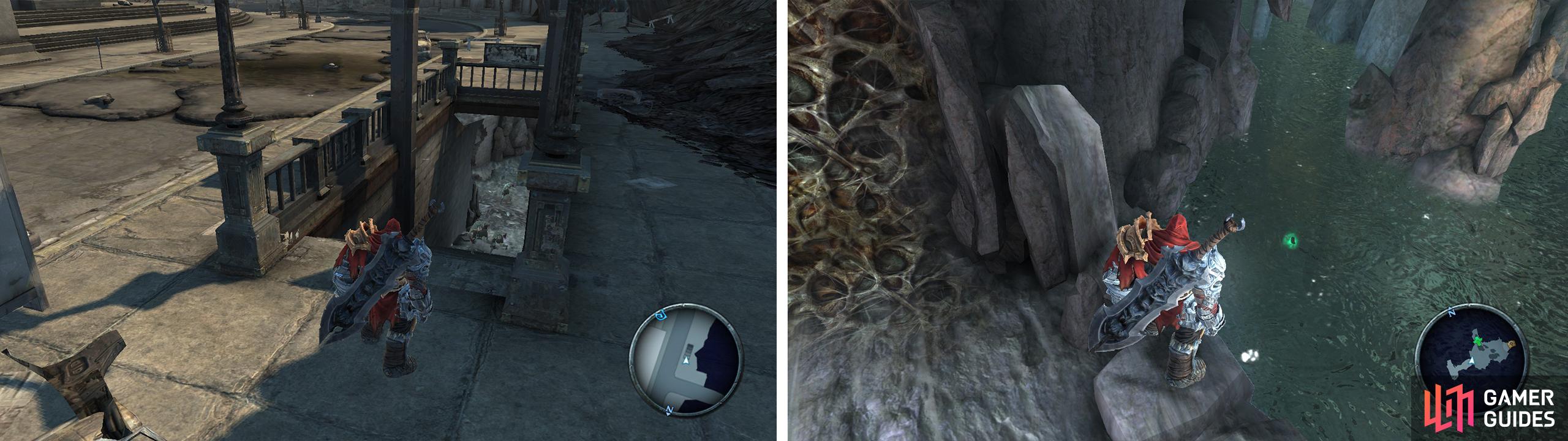 Find the subway stairs (left). Inside youll find a Blue Soul Chest and an Artefact (right).