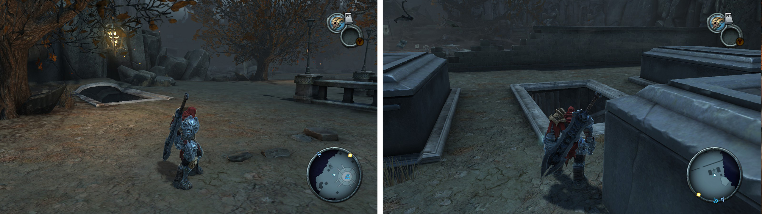 In the tombs to the north (left) and south (right) of Vulgrim youll find Artefacts.