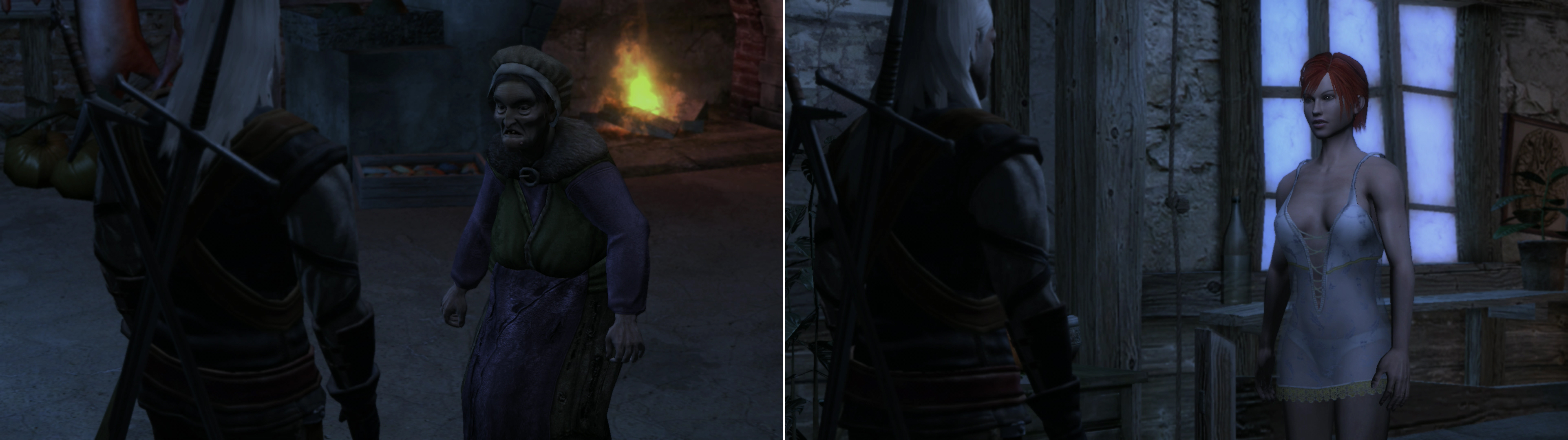Grandma will pester you every time you enter her house, often frustrating your attempts to visit Shani (left). When you finally make it past the bi-polar, senile old woman downstairs, meet up with Shani and ask her about your Silver Sword (right).