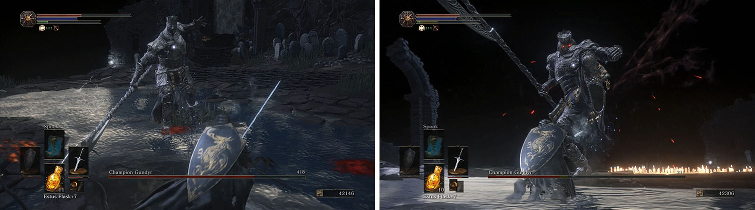 While the additional health and damage output is only a minor upgrade, the new attacks in Gundyr’s moveset is what makes him a huge threat for this fight.