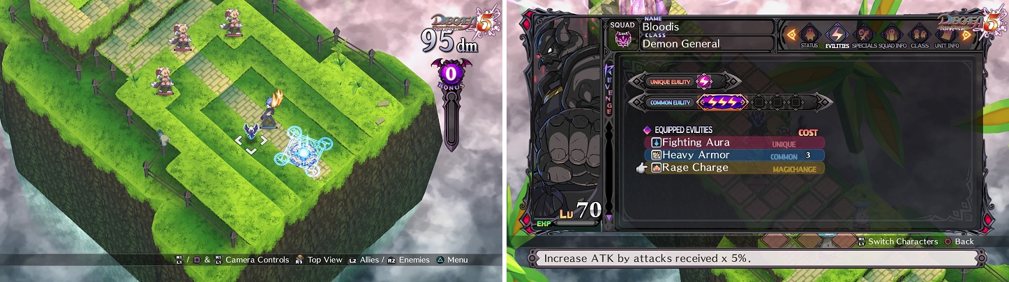 Killia will be forced on you in this battle (left), in his Overload form. Bloodis will have some extra strength from the Bigfoot’s Evility (right).