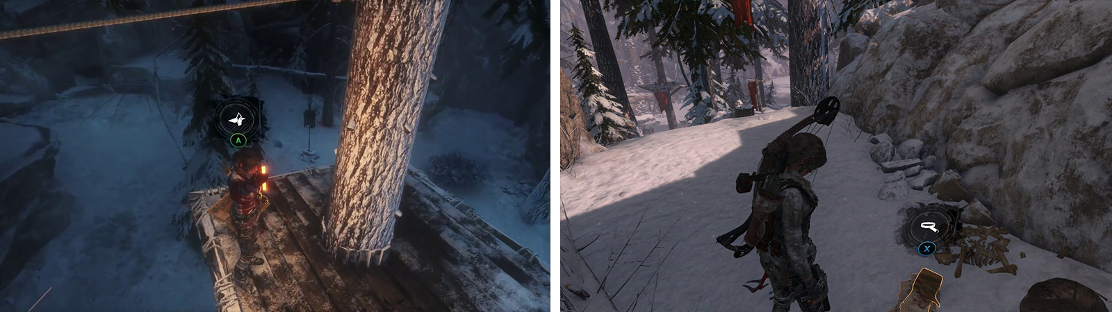 There is an Archivist Map on one of the hunting platforms (left). Document 03 can be found atop a ledge near the rope leading to the Archivist Map (right).