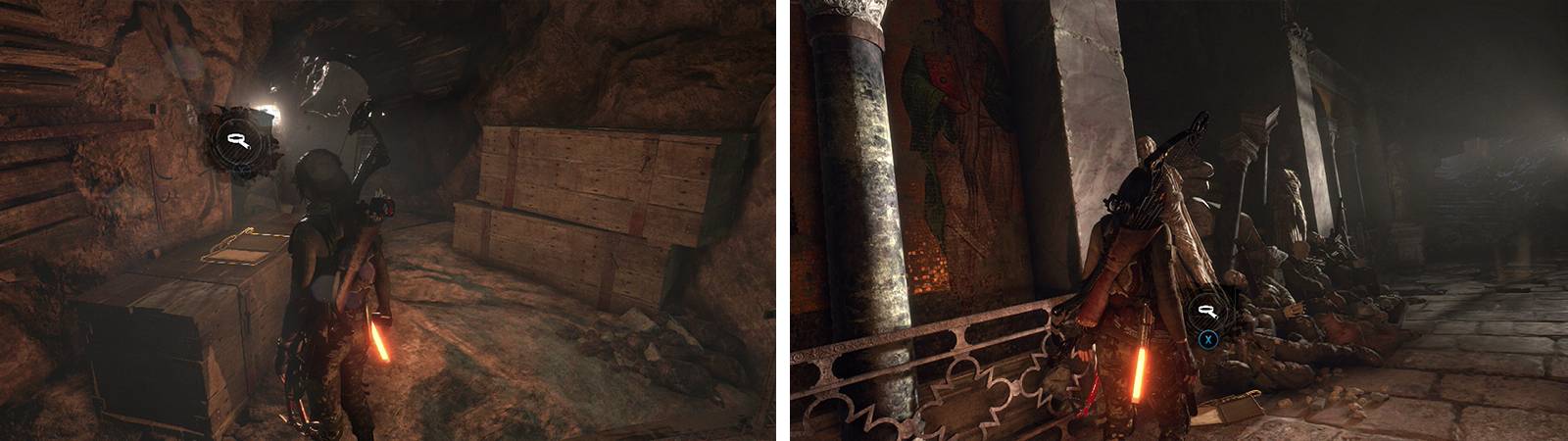 At the top of the first room you’ll find Document 01 (left). When you reached the paved area, Document 02 can be found along the left wall (right).