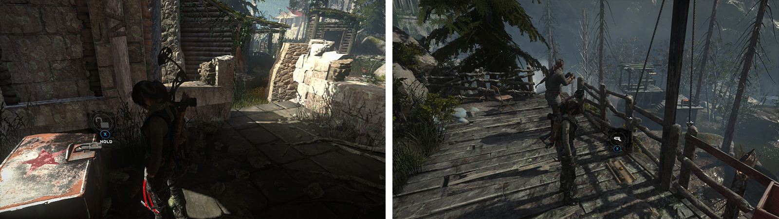 Inside the large ruin you’ll find Document 02 and a Strongbox 02 (left). On the viewing platform to the north is Document 04 (right).