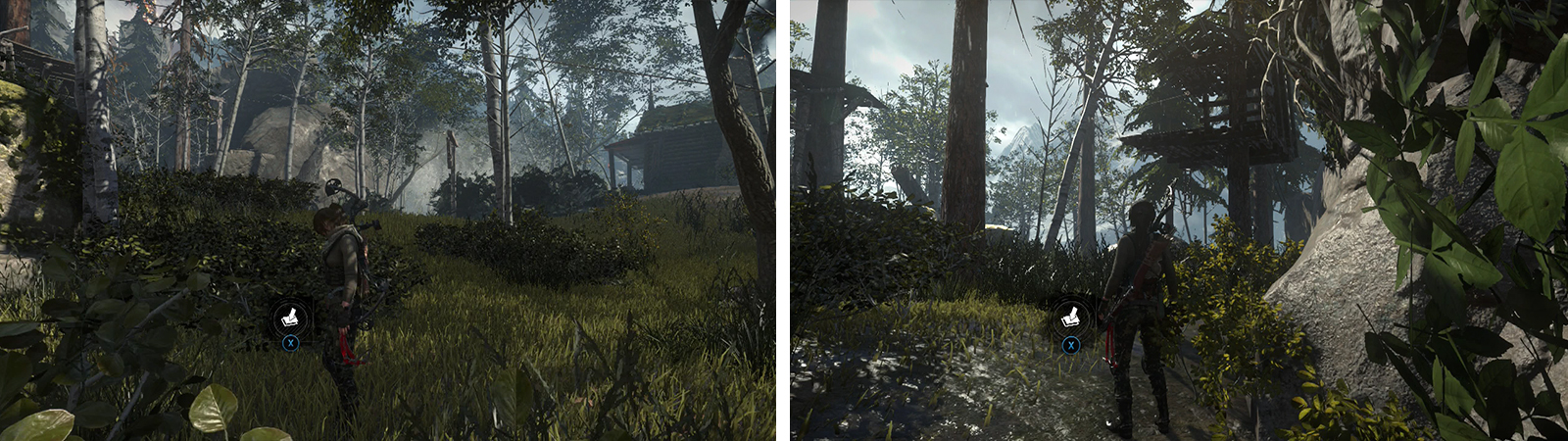 To the south of the hunting shack is Survival Cache 08 (left). By the base of the cliff to the east is Coin Cache 03 (right). Watch out for the leopard!