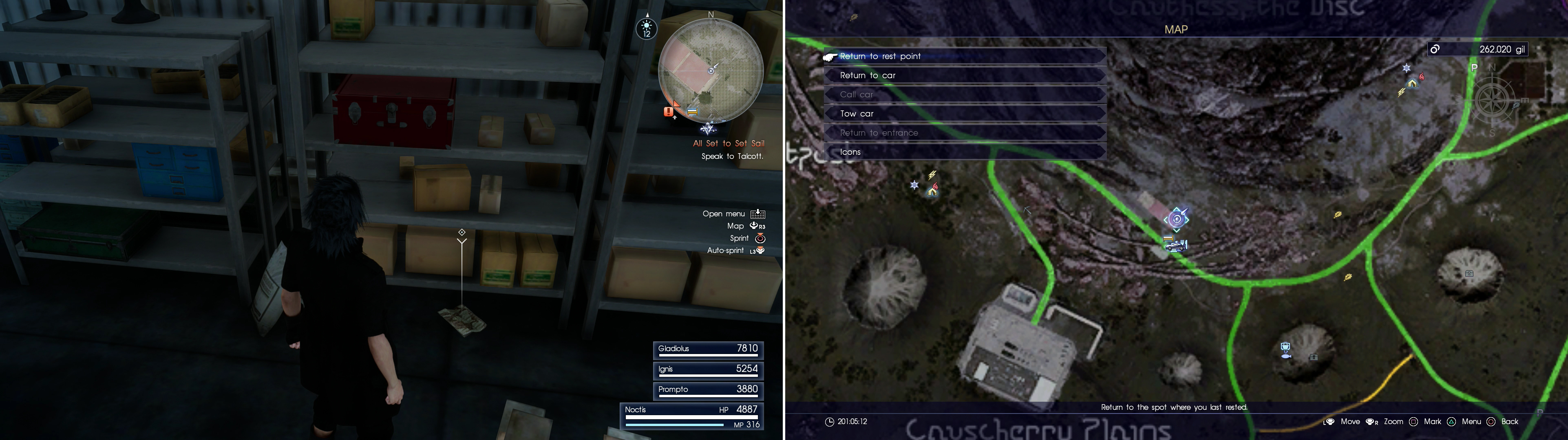 Find Mystery Map VIII in the warehouse near the Cauthess Rest Area (left) at the area indicated on the map (right).