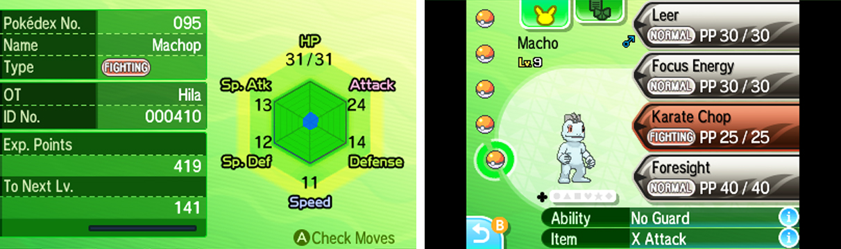 Machop comes with an X Attack, but it’s useless as a held item.
