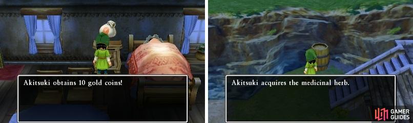 Always check cupboards/drawers (left) for items. Also, breaking barrels and vases (right) will also yield gold/items.