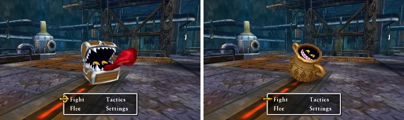 Mimics can be found in a lot of places, including the known treasure chests (left), as well as pots (right).