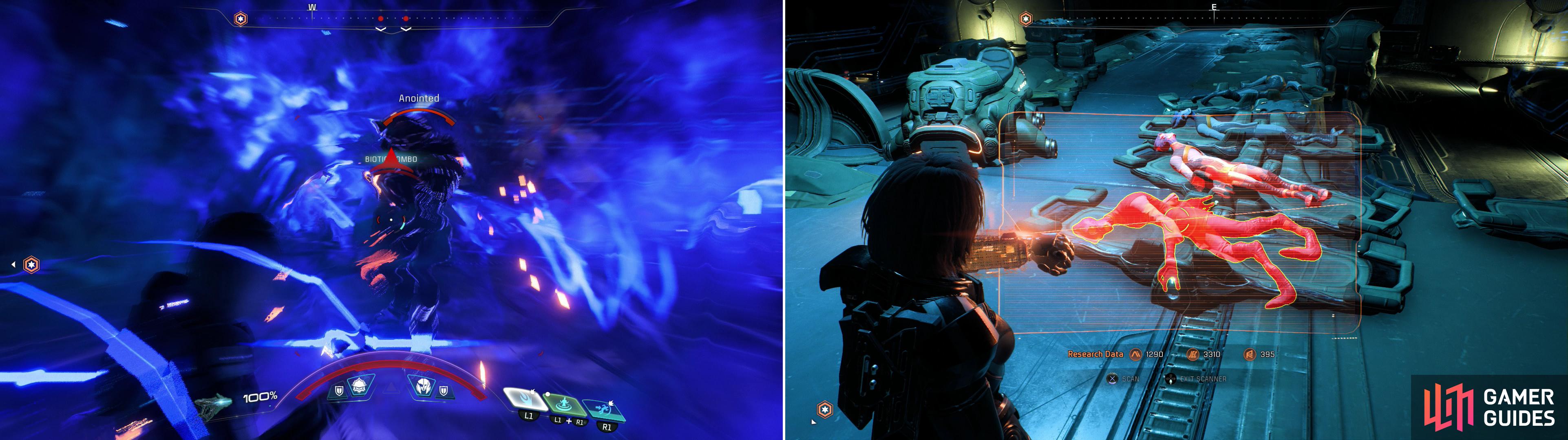 Slaughter your way through some Kett laboratories (left) where youll find gruesome evidence of how poorly the Kett have treated the Salarian colonists (right).