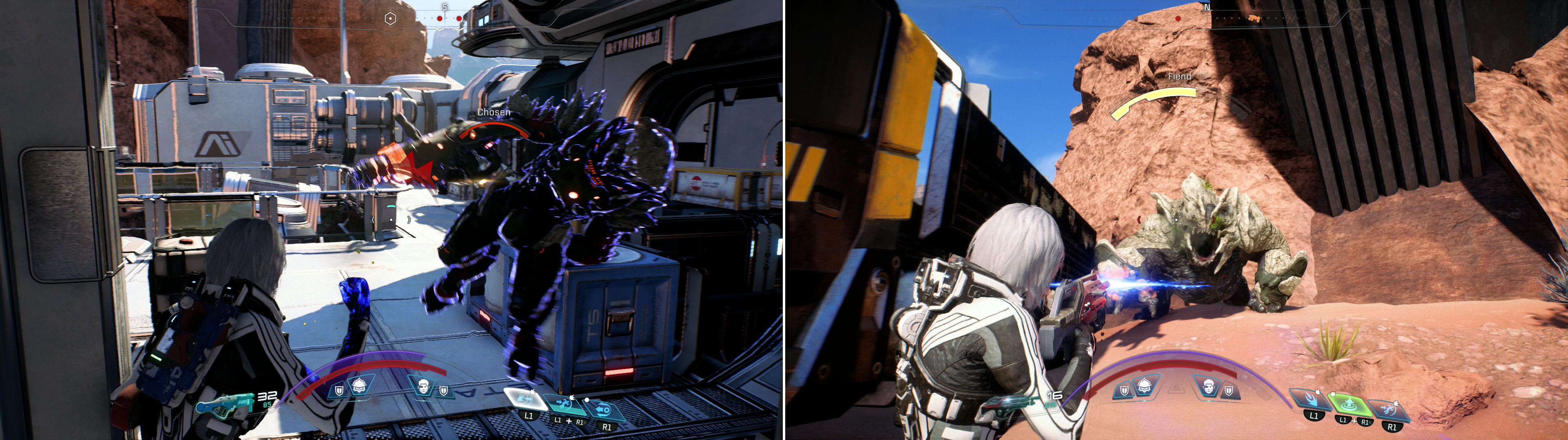 Barricading yourself in a building will limit the avenues of attack available to the Kett (left). The Fiend is a living tank, with plenty of health and the ability to kill in one hit (right).