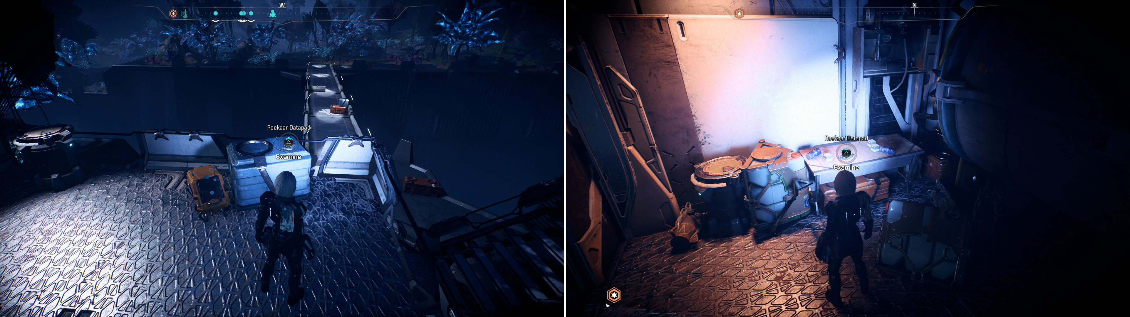You'll find Roekaar Manifestos near the bridge across Havarl's trench (left) and in the Roekaar camp along the eastern edge of the Havarl operational zone (right).