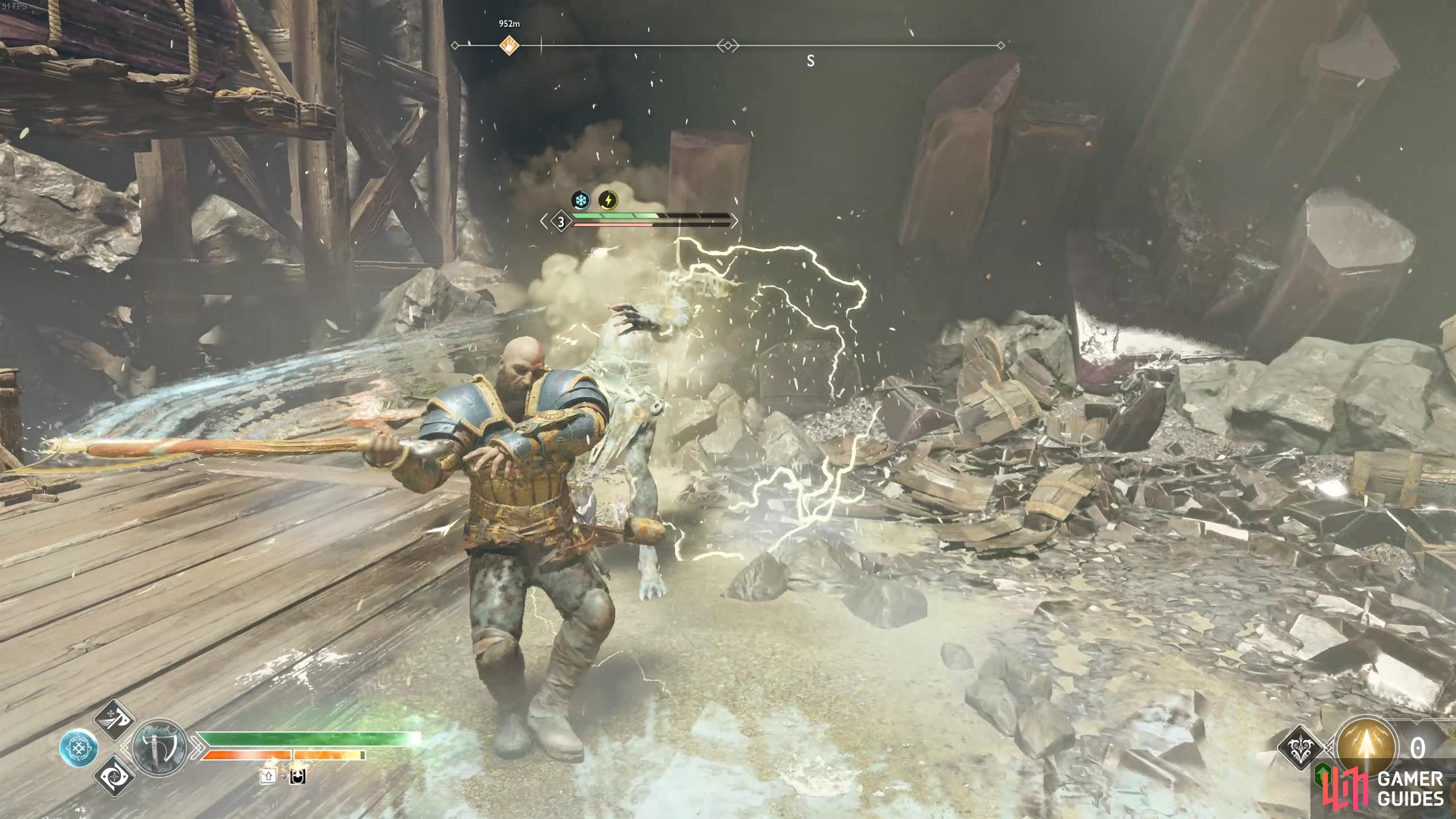Use Shock Arrows to pin the Elf Lord as you attack in melee.