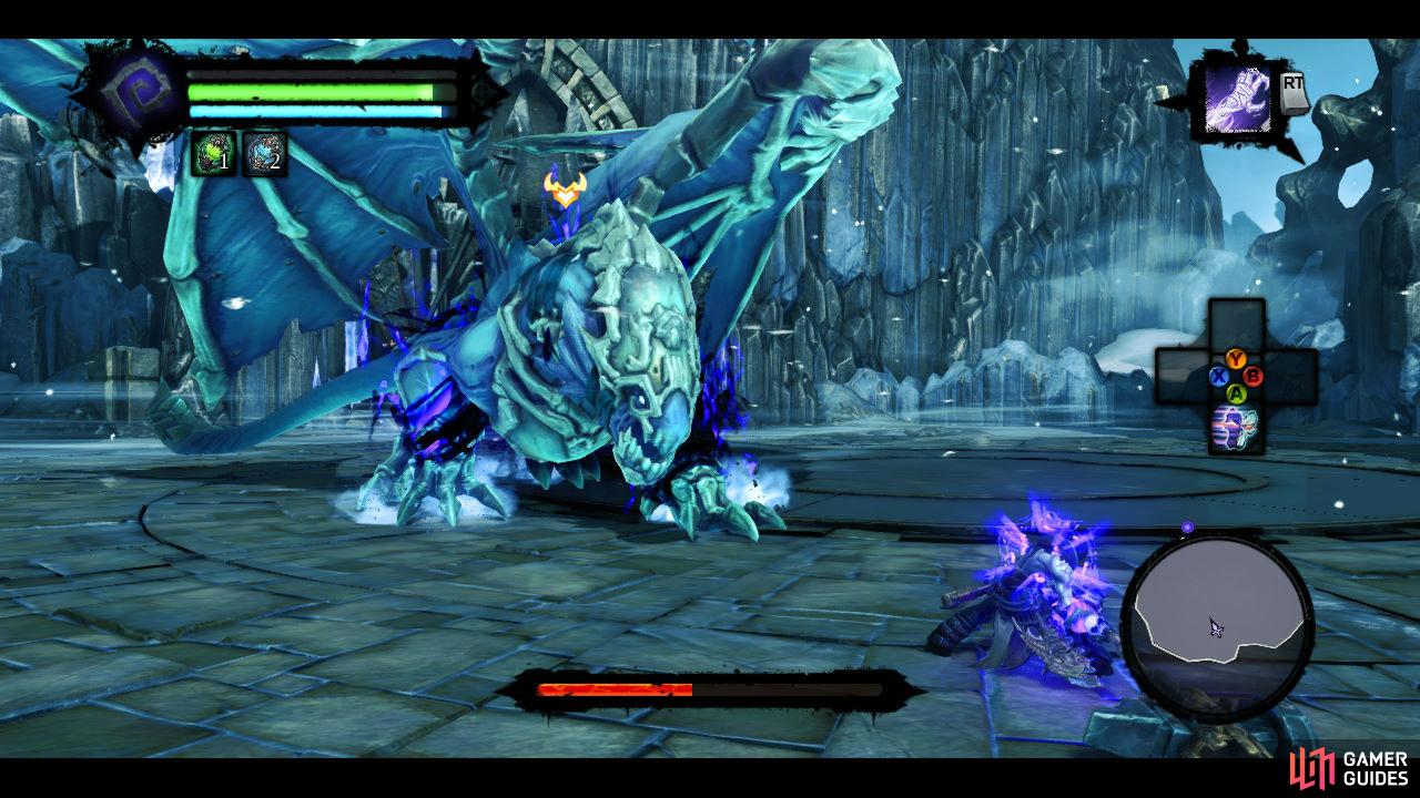 This boss can be a real pain to take down (unless you're a really decent level), so when you nip in to attack his face on the ground, make sure you only go for one or two attacks before immediately dodging backwards out of its reach.