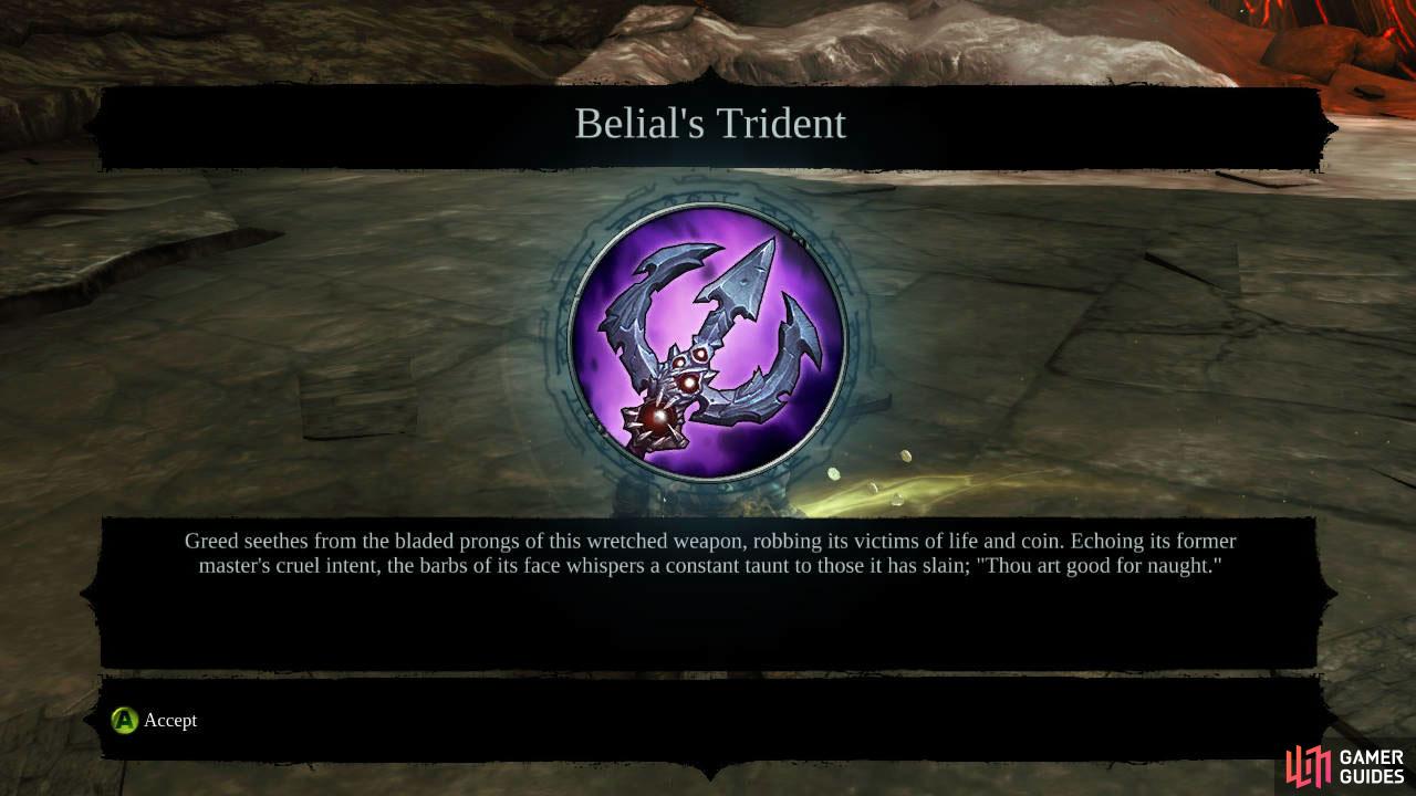 Note that Vulgrim will also deposit a legendary weapon - Belial's Trident in your mailbox for completing the quest!