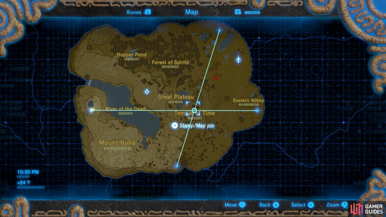 The lines were drawn in for the purposes of this guide. They won’t appear on the Sheikah Slate.