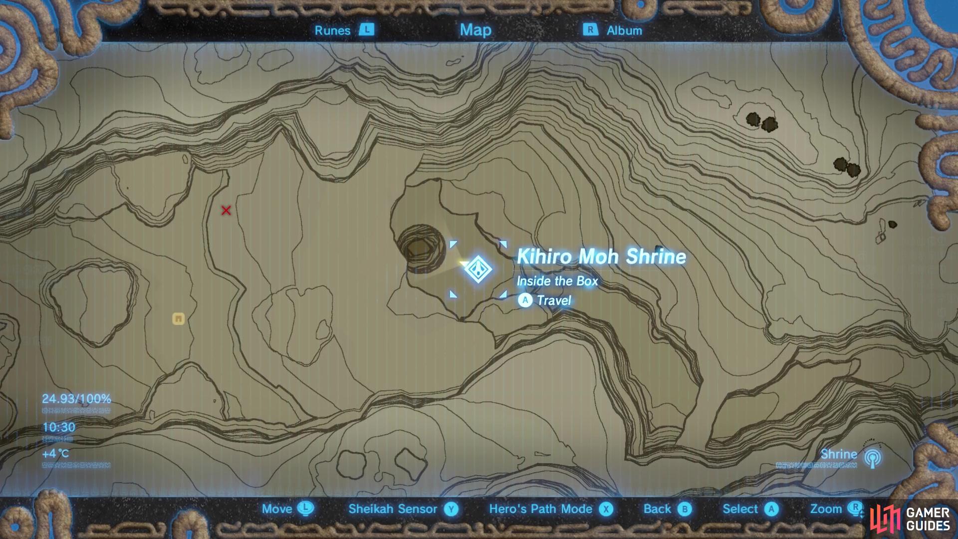 This shrine is found near the pit at Yiga Clan Hideout once you’ve retrieved the orb.