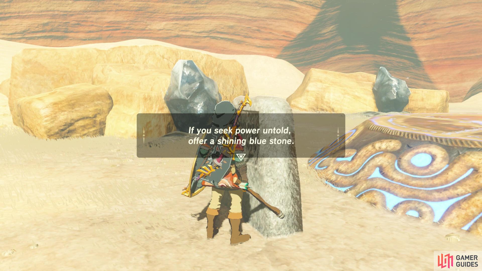 The stone slab has a riddle you’ll need to solve to reveal the shrine.