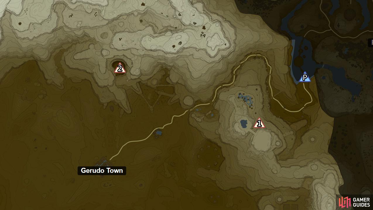 Locations of the floating platforms in the Gerudo and Wasteland regions.