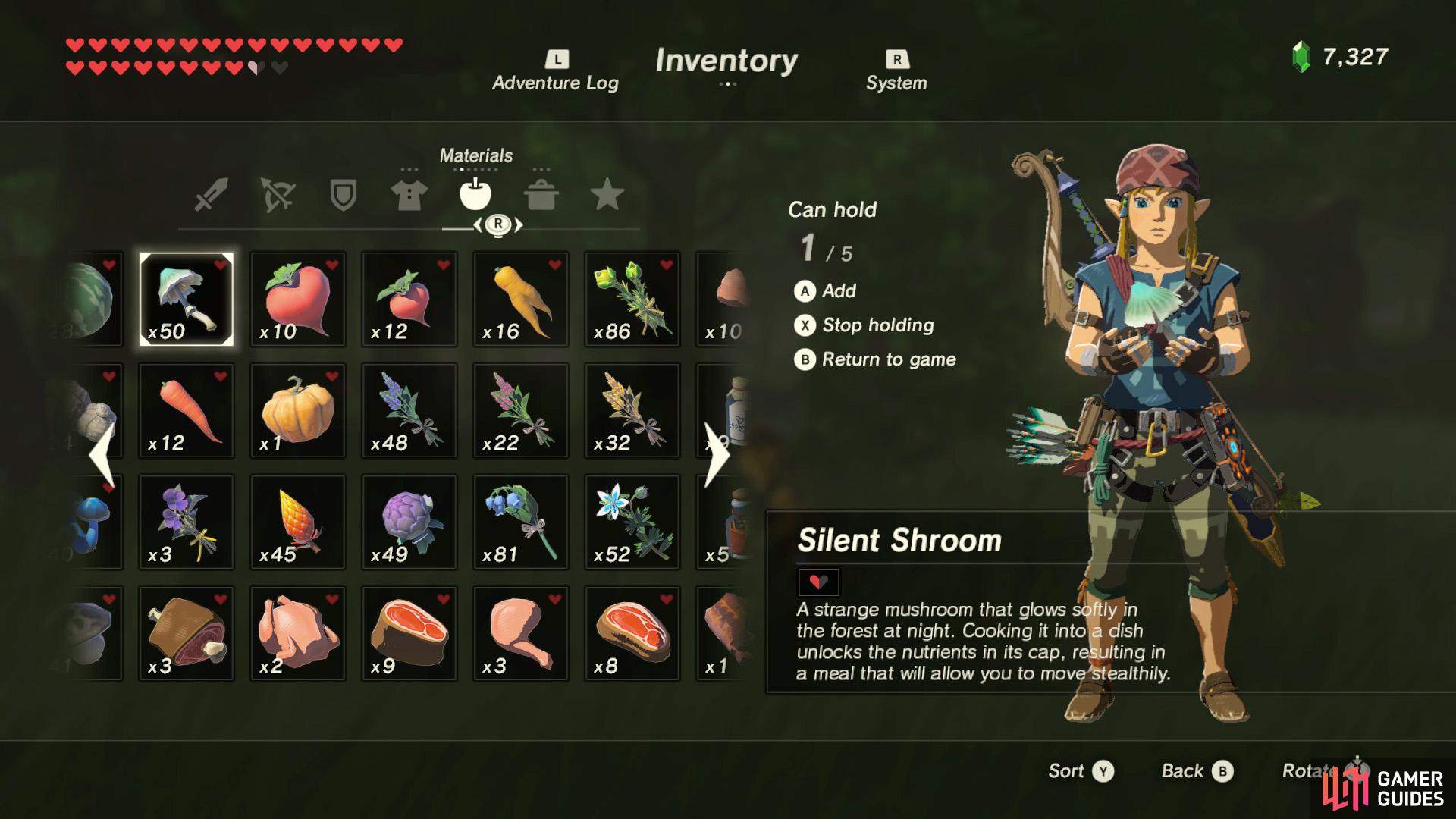 Silent Shrooms provide a stealth effect when cooked, but they also make you glow in the dark. (The last part is a lie.)