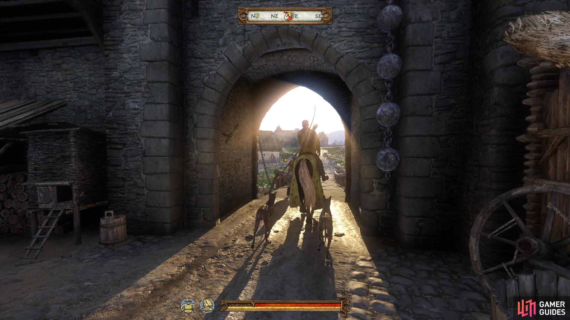 Follow Lord Capon north east along the road out of Rattay. Be sure to keep up so you can hear what he has to say.