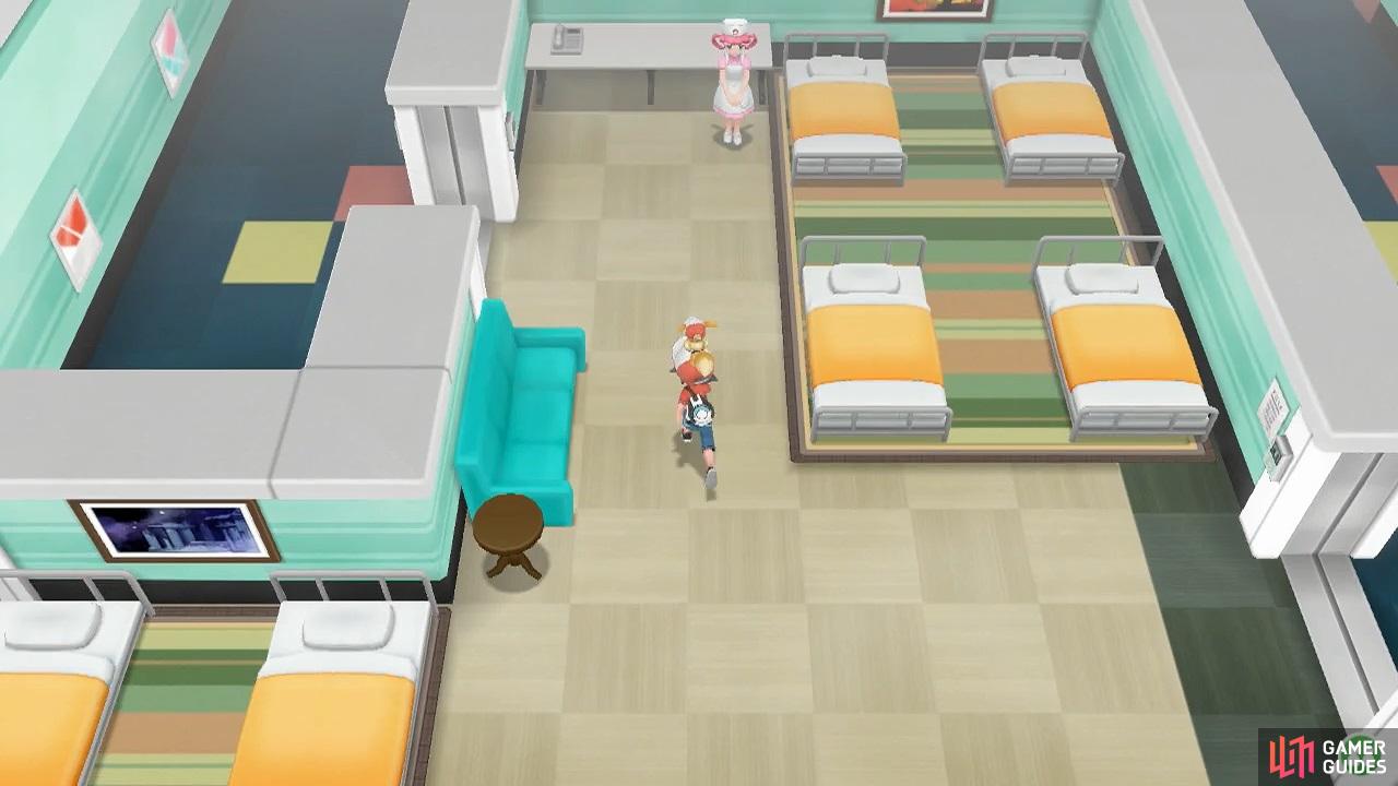 Go see the nurse if your Pokémon need healing.