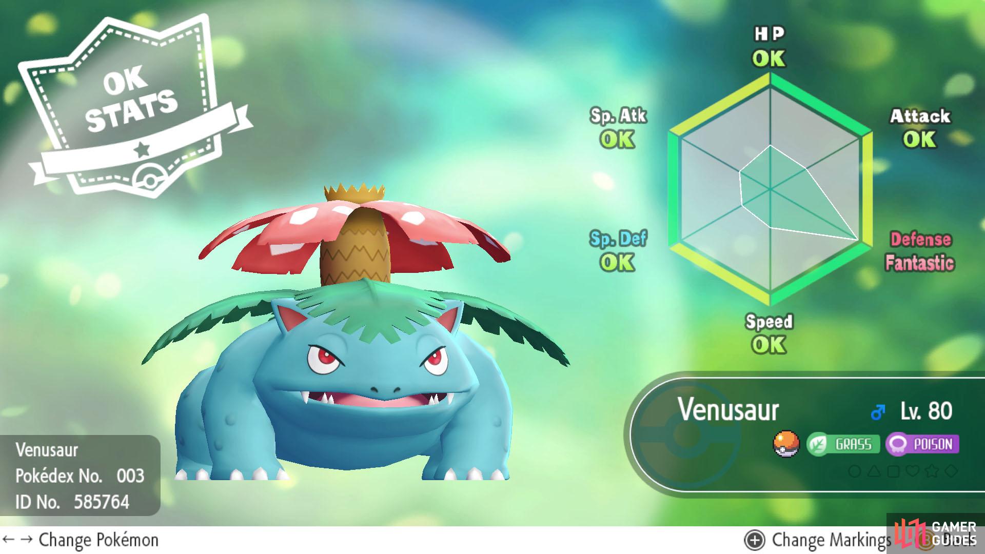 It turns out our Venusaur has fantastic Defense, but the rest of its stats are lackluster…
