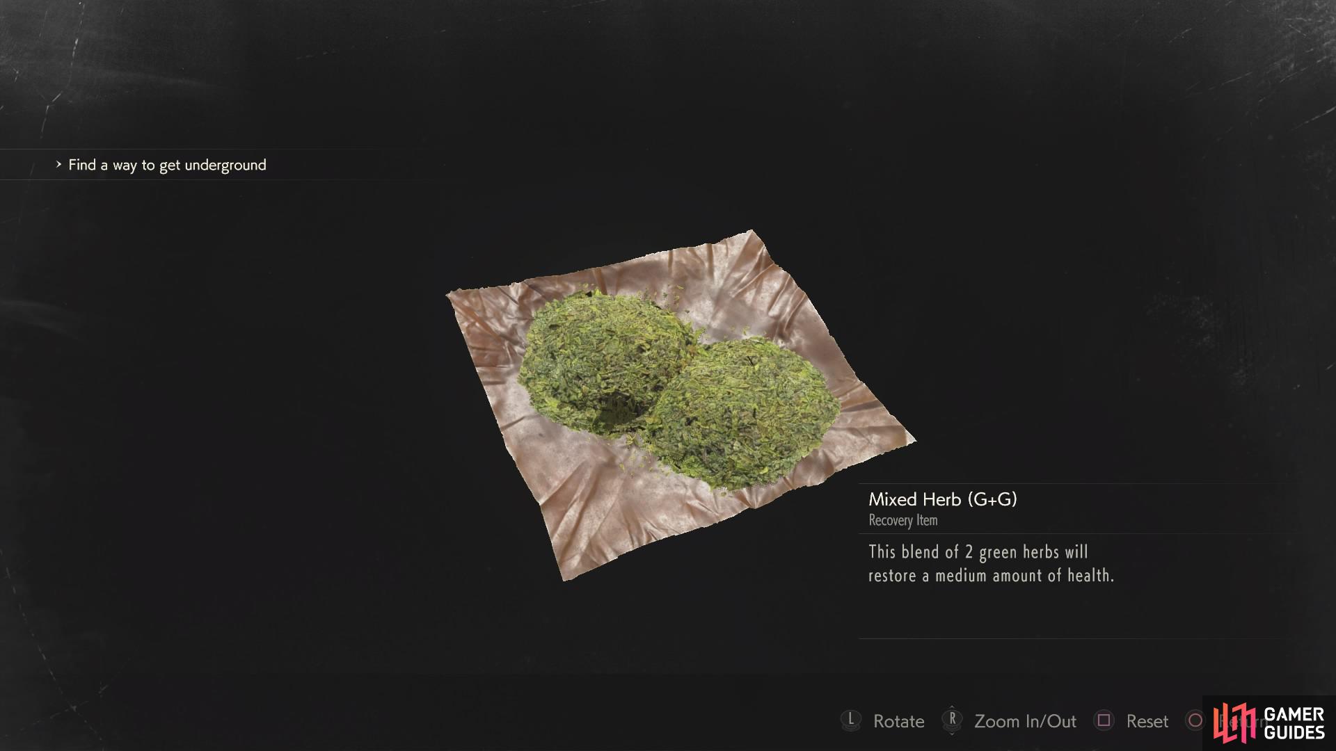 Combine two Green Herbs in your inventory to receive the Mixed Herb