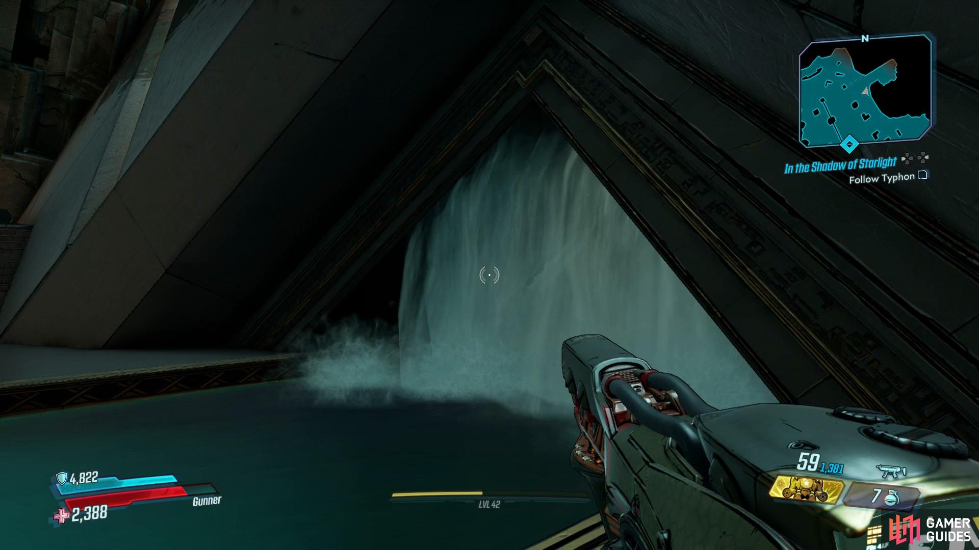 Search behind the waterfall in Wet Well to find the second Red Chest.