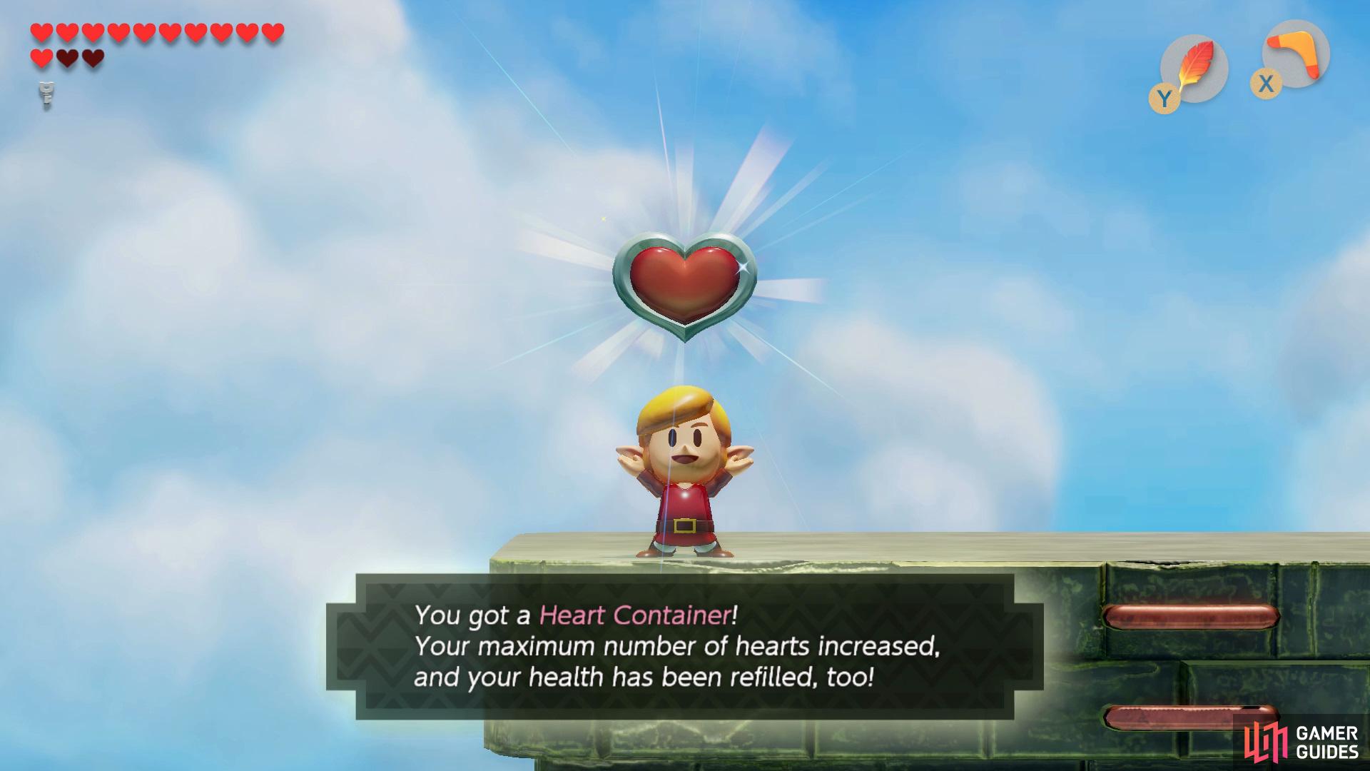 after the Eagle has been defeated collect the Heart Container from the floor.