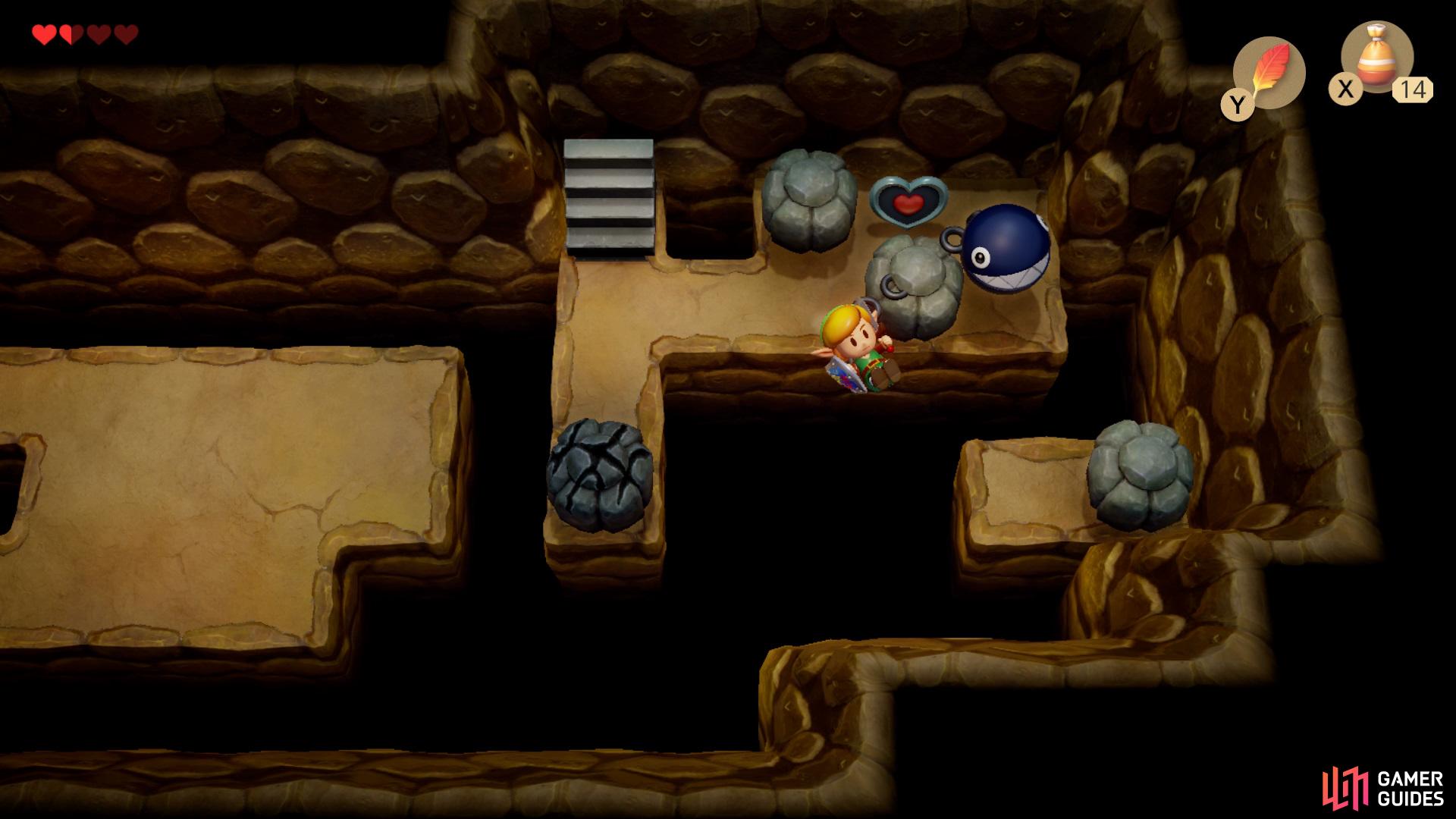 proceed down into the secret room and push the stone to your right to allow diagonally hop over to the platform, 