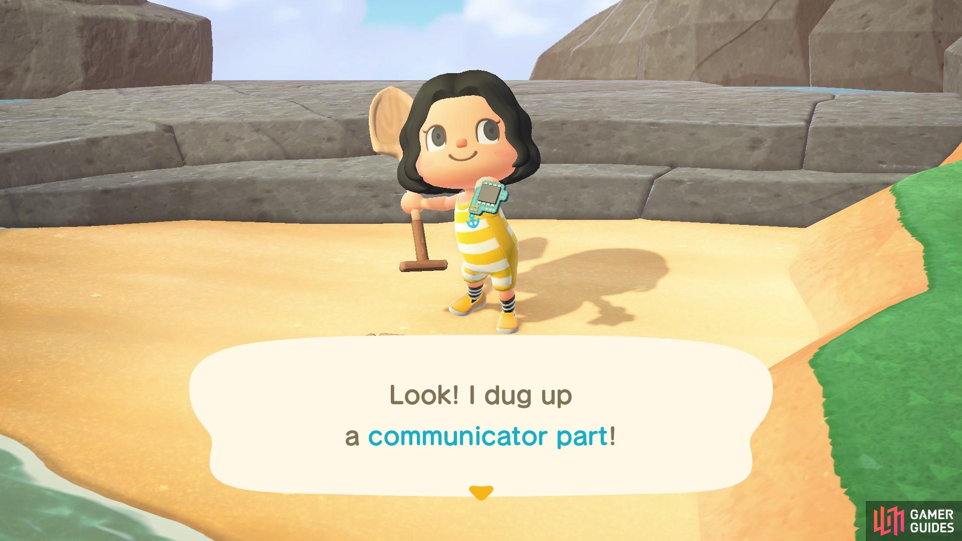You need to dig up 5 communicator parts to fix Gulliver’s phone.