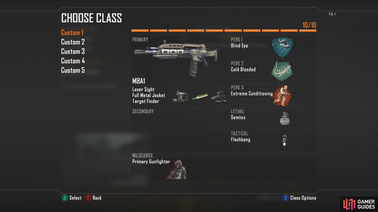 Short-Mid Range Primary Weapon > MSMC Primary Attachment > Long Barrel + Target Finder Secondary Weapon > Your Choice! Secondary Attachment > Your Choice! Lethal > Grenade OR Semtex Tactical > Flashbang  Perk 1 > Lightweight Perk 2 > Toughness Perk 3 > Extreme Conditioning Wildcard > None!  Note 1: The SMG listed is my favorite, but any one will do!  Note 2: This set up will give the SMG a slightly longer range, making it effective both up close and at a medium distance as well. he grenades and flashbangs will help you out if you get in a tight spot, whilst the perks ensure you move silently, run for longer and can take a hit or two without flinching.  Mid-Long Range Primary Weapon > M8A1 Primary Attachment > Laser Sight + (FMJ OR Extended Mag) + Target Finder Secondary Weapon > None! Secondary Attachment > None! Lethal > Semtex OR Grenade Tactical > Flashbang OR Smoke Grenade  Perk 1 > Blind Eye Perk 2 > Cold Blooded Perk 3 > Extreme Conditioning Wildcard > Primary Gunfighter  Note 1: The Assault Rifle listed is my favorite, but any one will do!  Note 2: This set up will give you a great assault rifle perfect for mid-long range engagements. The FMJ OR Extended Magattachments can be mixed up to either provide additional damage or ammo whilst the other attachments increase range and accuracy. The perks ensure you will be harder to detect and can sprint further without stopping.