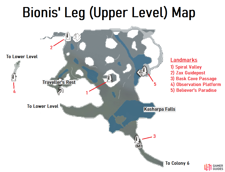 Upper Level Map for Bionis’ Leg