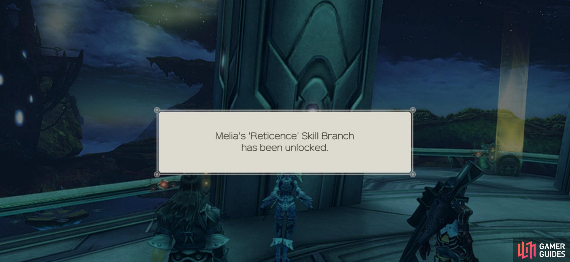 Completing this quest will unlock Melia’s skill branch, Reticence. 