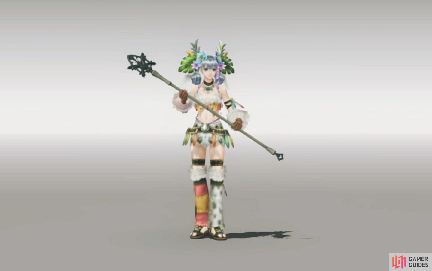 Melia is modelling the Hierax armour set.