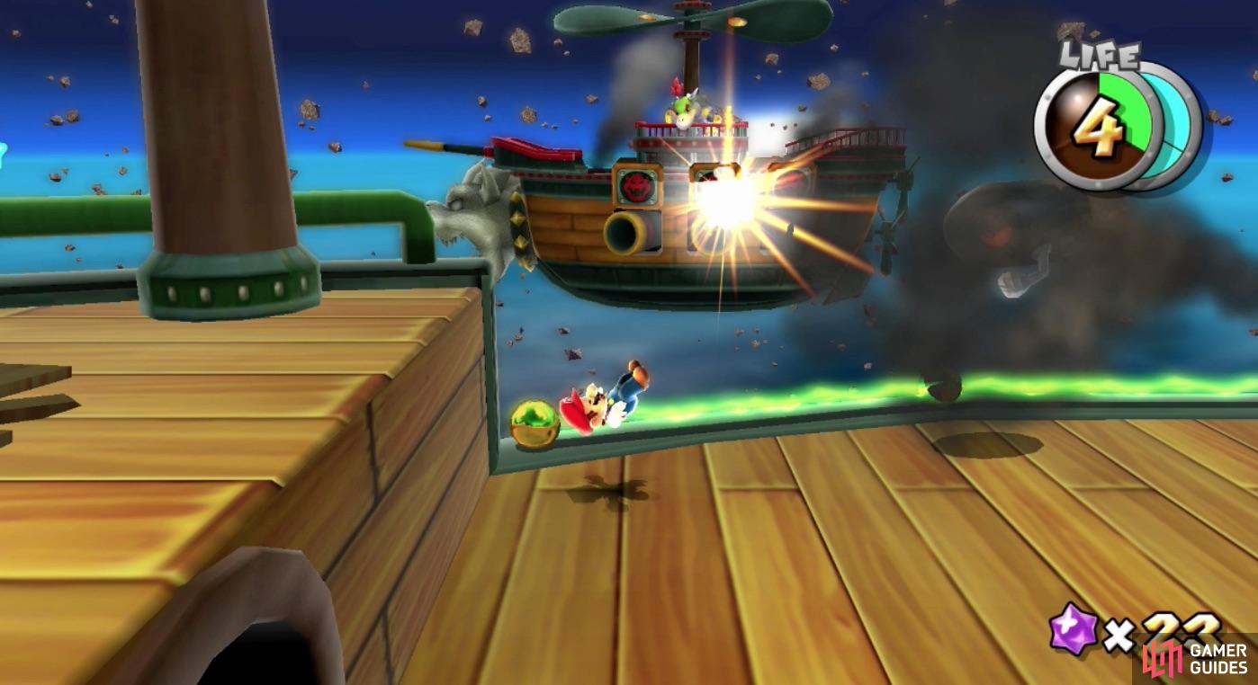 Bowser Jr.’s Airship rarely has invincibility so take every shot with a shell when you can.